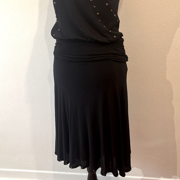 Ella Moss Black Tank Midi Dress Rutched Side and Grommets Top Boho Flattering - Picture 3 of 10